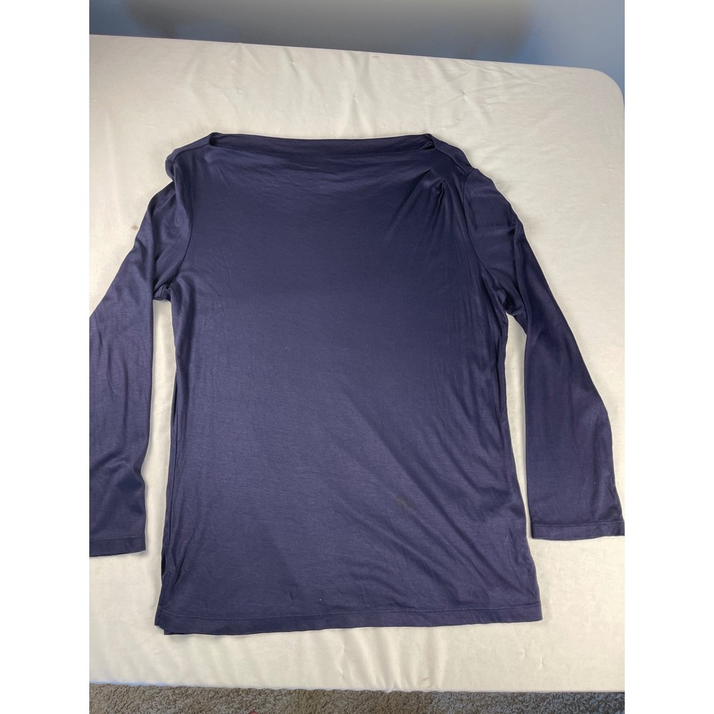 Reiss Womens Navy Blue Boat Neck Jersey Top Size M
